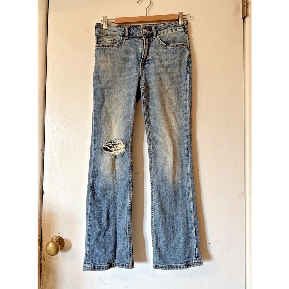 Pilcro by Anthropology Bootcut Distressed Mid Rise Denim Blue Jeans | Women's 25